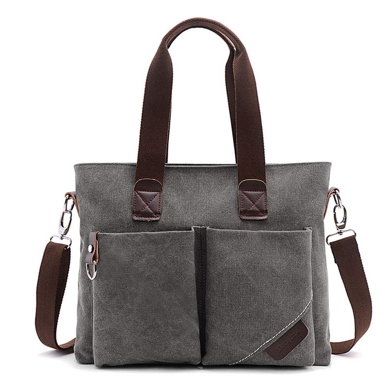 ToLFE Women Top Handle Satchel Handbags Tote Purse Shoulder Bag (Medium: (L) 13.78" x(W) 3.94" x(H) 11.02", Grey) - Image 2